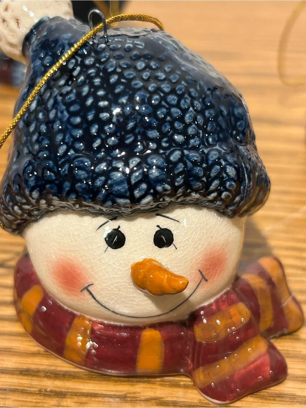 Holiday Snowman Ornament Set - Multicolor Ceramic Heads